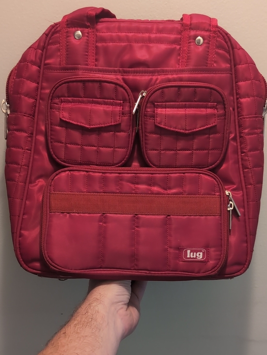 lug Handbags - Lug Puddle Jumper Quilted Travel Tote Bag - Crimson Red (Mint Condition!)
